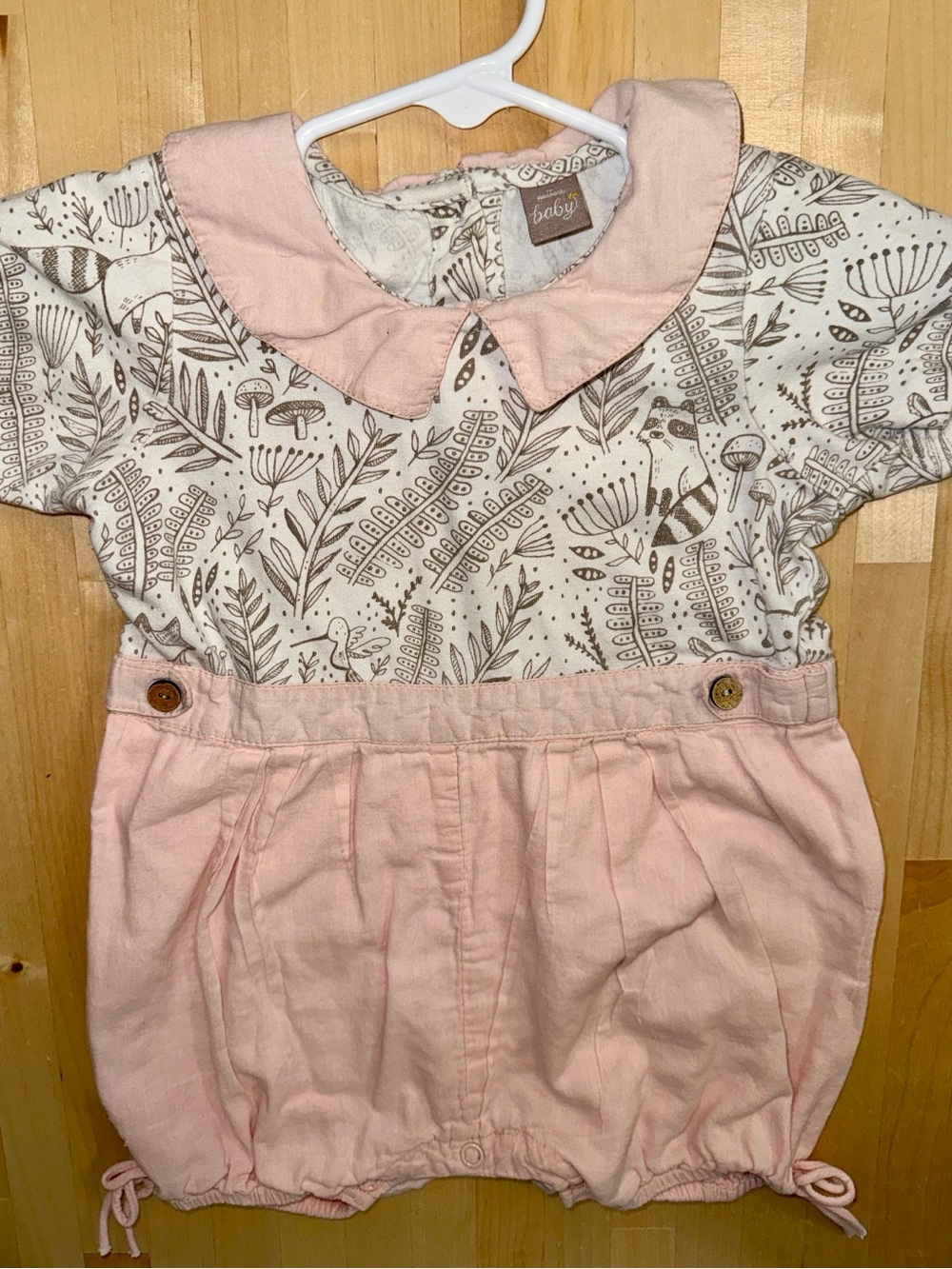 Hallmark Pink and White Baby Romper with Woodland Print
